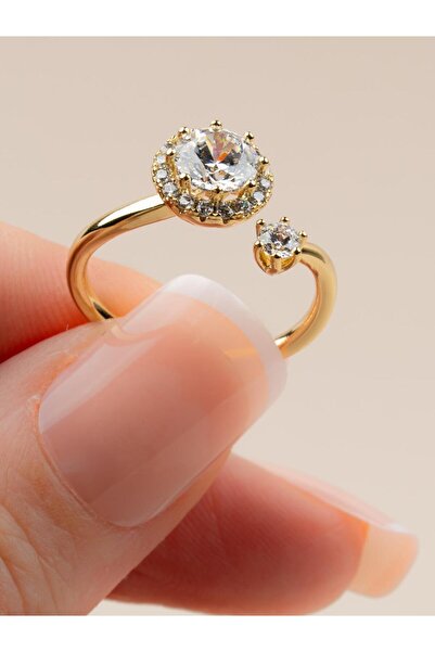 Portakal Esintisi خاتم بريلوريا زيركون ستون شوبينغ قابل للتعديل