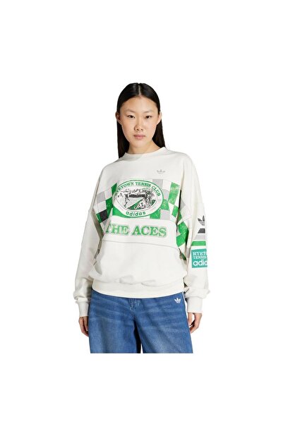 adidas Women's White Sweatshirt Court Crew Jw0149
