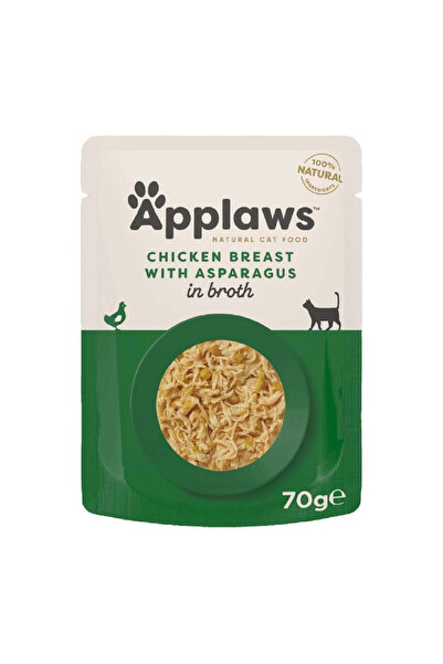 Applaws ابلاوز اظرف طعام رطب للقطط دجاج مع الهليون الازرق في المرق70غ
