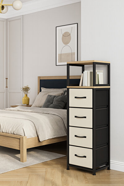 moniev 2 Raflı 4 Çekmeceli Şifonyer Deri Çekmeceli Şifonyer Yatak Odası Organizer Çok Amaçlı Düzenleyici