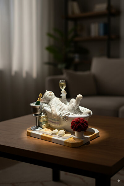 Veronese Banyo Sefası Yapan Kedi Biblo Heykel