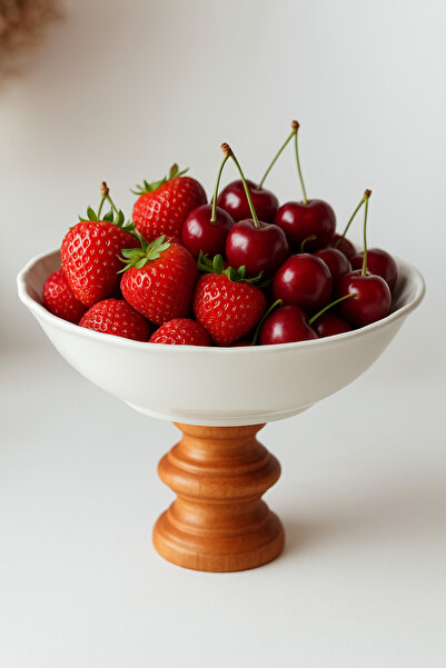 Madas Desıgn Ahşap ayaklı porselen sunumluk,meyvelik,ayaklı sunumluk,salata k...