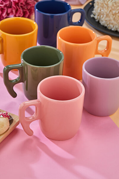 EMBazaar Kupana Classic 6-Piece Colorful Mug Set, Coffee, Tea, Espresso, Double, Turkish Coffee Mug Set, Cup Set