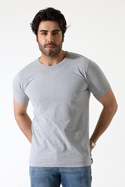 Piano Luce Men's 5-Pack T-Shirts – Short Sleeve Crew Neck Regular Fit – Gray