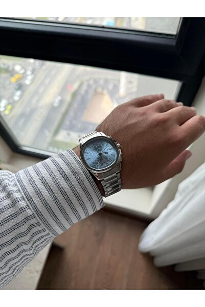 RoseandRoses Pery Honeycomb Dial Design Men's Wristwatch Silver (Blue Dial)