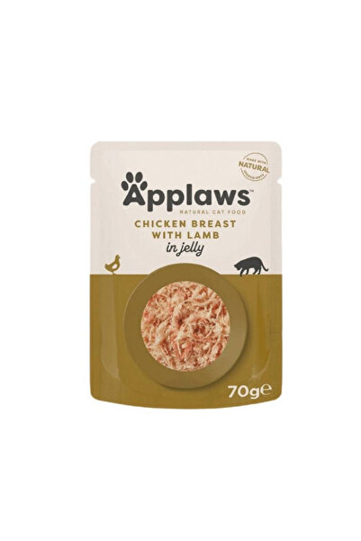 Applaws ابلاوز طعام للقطط البالغة رطب صدور دجاج طري مع لحم الضأن في الجلي 70غ