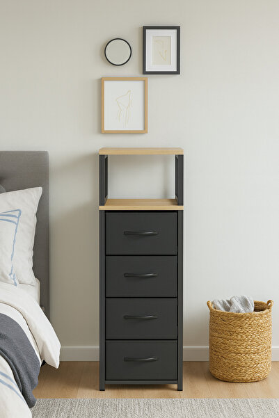 moniev 2 Raflı 4 Çekmeceli Şifonyer Deri Çekmeceli Şifonyer Yatak Odası Organizer Çok Amaçlı Düzenleyici