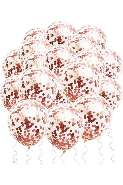 BALON DİYARI 10Pcs Rosegold Transparent Sequin Balloon Set