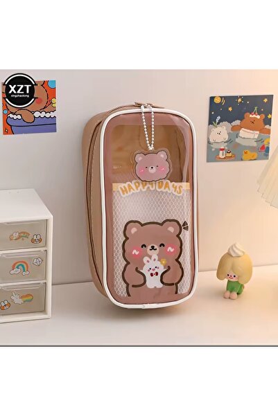 Meyra Accessories Sanrio Kawaii Transparent Cover Large Capacity Canvas Special Pencil Case Wallet Preschool Gift
