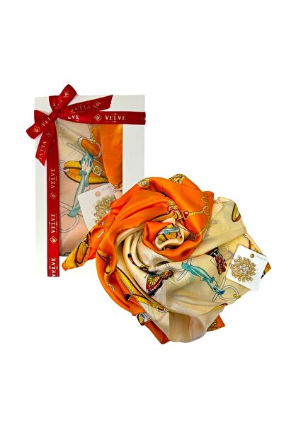 velve Pachet Silky pentru femei, cu esarfa eleganta si brosa, in cutie cadou,...