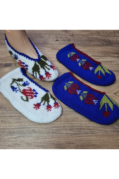 PİNA HEDİYELİK AKSESUAR El Örgüsü 2'li Tunus İşi Patik 38-39 Çeyizlik Patik H...