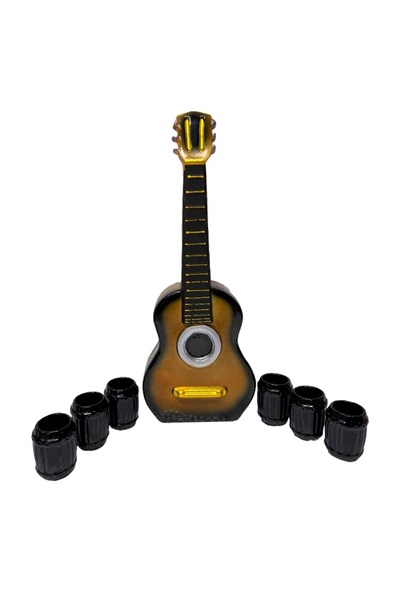 velve Κεραμικό σετ σε σχήμα κιθάρας με 6 ποτήρια, 1,5 λίτρο, ύψος 50 εκ., καφέ