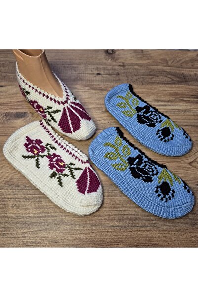 PİNA HEDİYELİK AKSESUAR El Örgüsü 2'li Tunus İşi Patik 38-39 Çeyizlik Patik H...