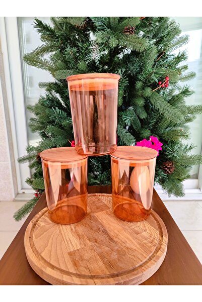 Madame Coco Yuvera 900ml 3-Piece Storage Container with Wooden Lid - Amber