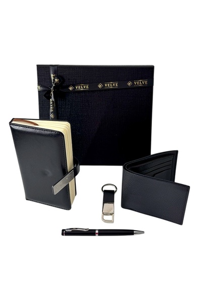 velve Set pentru barbati VLV cu 4 piese, agenda, pix, breloc si portofel din ...