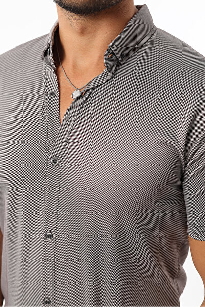 Rodrigo Ανδρικό κοντομάνικο βασικό βαμβακερό γκρι πουκάμισο