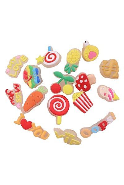 LinePartsBim Set 16 Pins Jibbitz Fosforescenti, Decorative Accessories for Crocs Saboti, Summer Motif