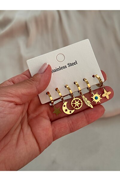 HERCY Set of 6 Steel Earrings |   Stainless Steel Earring Set