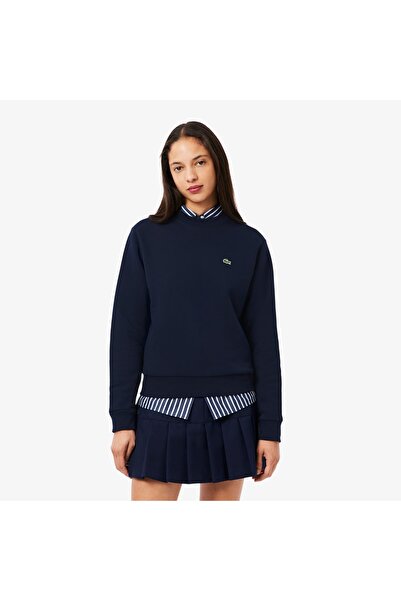 Lacoste Sport سويت شيرت نسائي ذو قصة عادية وياقة دائرية مع شعار مطرز، مصنوع م...