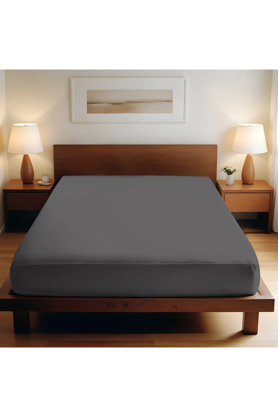 TEOHOMELİNENS 190 Gsm, 95% Cotton 5% Elastane Single Jersey Fitted Sheet Single Size 90-100X200 cm - Anthracite
