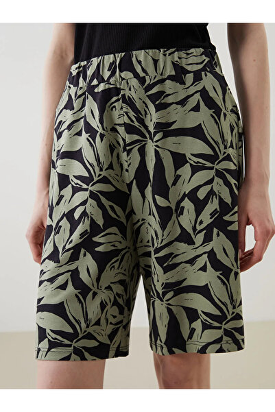 LC Waikiki LCWAIKIKI ClassicHaki Beli Lastikli Desenli Kadın Şort