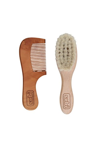 NW NessiWorld مجموعة فرشاة ومشط شعر الماعز الطبيعي من نيسي وورلد سيبى بيبي