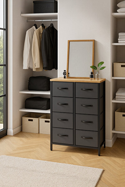 moniev 8 Çekmeceli Şifonyer Yatak Odası Organizer Deri Çekmeceli Çocuk Odası Düzenleyici