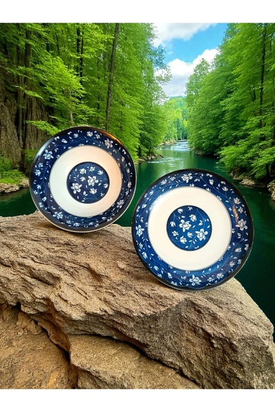 OEM Set 12 piese farfurii și boluri cu model floral albastru