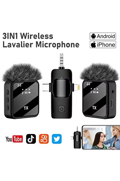 fortrek Kablosuz Yaka Mikrofonu Tip-C Stüdyo Mikrofonu için Ses Video Canlı Yayın Oyun