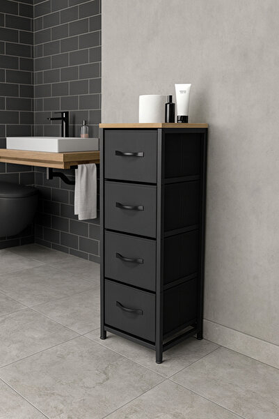 moniev 4 Çekmeceli Banyo Düzenleyici Banyo Organizer Deri Çekmeceli Banyo Rafı