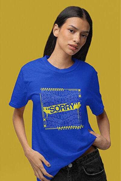 ArtYus Girls/Women Yellow Sorry Transfer Printed Round Neck Short Sleeve T-Shirt