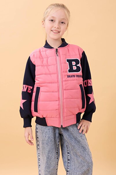 Perendi Детско яке с плюшена подплата и капитониран дизайн – розово