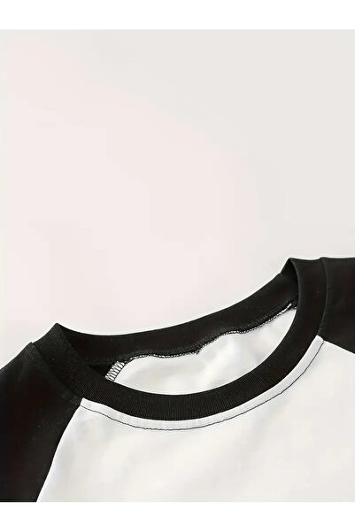 Touz Moda Streetwear Design Raglan μακρυμάνικο μπλουζάκι με στάμπα σε λευκό χρώμα