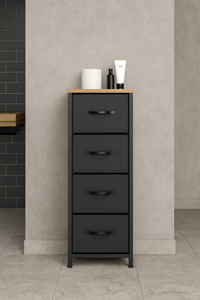 moniev 4 Çekmeceli Banyo Düzenleyici Banyo Organizer Deri Çekmeceli Banyo Rafı