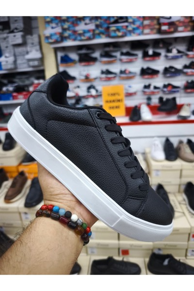 Ayakx Spor ERKEK AYAKKABI SİYAH BEYAZ POLO TRİKO KLASİK, SPOR TARZI, ERKEK SNEAKERS DERİ SPOR AYAKKABI