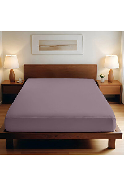 TEOHOMELİNENS 190 Gsm, 95% Cotton 5% Elastane Single Jersey Fitted Sheet Single Size 90-100X200 cm - Mürdüm