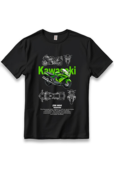 EZG Business تي شيرت KWSKI ZZR1400 للدراجات النارية موديل للجنسين 100% قطن مر...