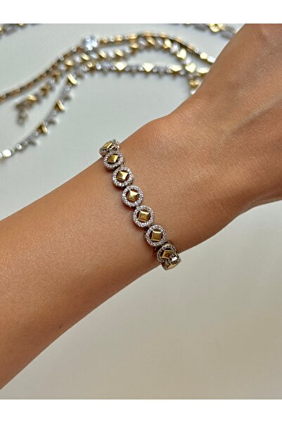 YOUES JEWELRY سلسلة MIX LUX سوار ذهبي فضي اللون لا يبهت لونه، نموذج مجوهرات للنساء، سوار واحد