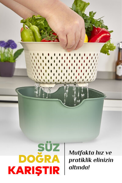 MOİ 5-Piece Kitchen Prep Set - Multi-Purpose Mixing Bowl Cutting Board Strainer Lemon Squeezer