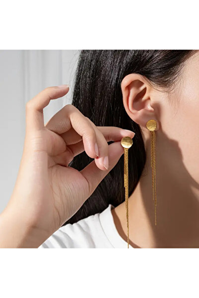 SEVAS GOLD Gold Color Women's Tassel Long Earrings