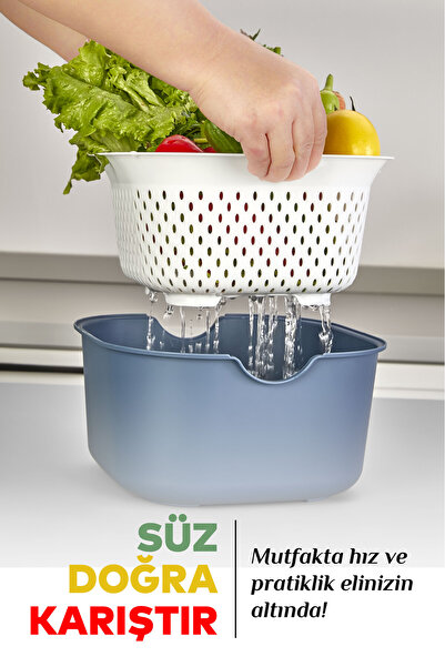 MOİ 9-Piece Kitchen Prep Set - Cutting Board with Upright Stand, Mixing Bowl, Strainer, Lemon Squeezer