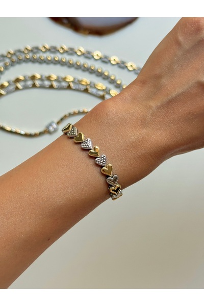 YOUES JEWELRY سلسلة MIX LUX سوار ذهبي فضي اللون لا يبهت لونه، نموذج مجوهرات للنساء، سوار واحد