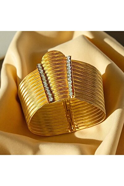 CASELN 22 Ayar Kaplama Trabzon Hasırı Kelepçe Bileklik