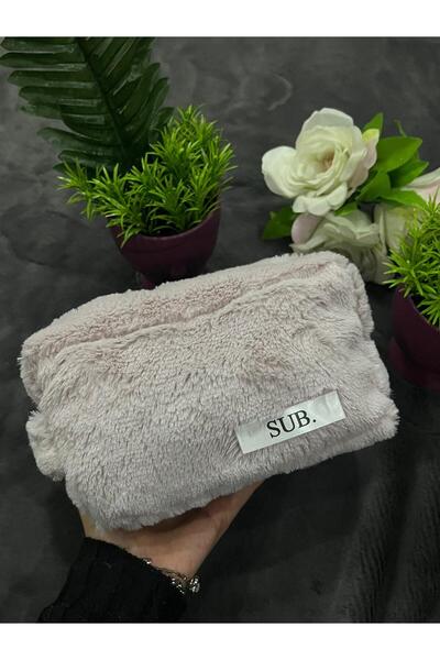 Sublime Butik Плюшена розова пухкава козметична чанта/несесер, мека, с лого, ...