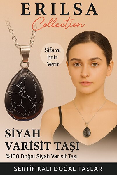 Erilsa قلادة حجر الورسيد الأسود المعتمدة - حجر طبيعي يمنح الشفاء والطاقة