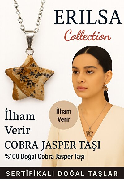 Erilsa قلادة من الحجر الطبيعي جاسبر بني كوبرا موديل ستار معتمدة تحاكي الإلهام