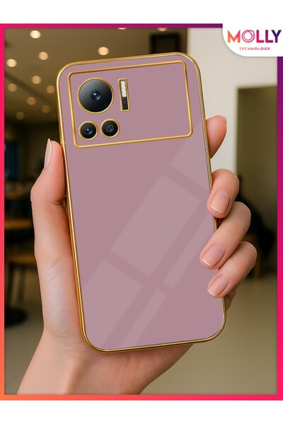 Molly İnfinix NOTE 12 Vip İçin Lila Kenarları Gold Detaylı Lüks Silikon Kılıf