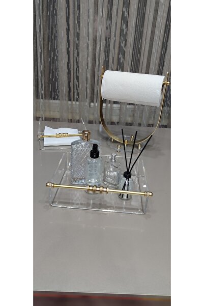 innossa pleksi dekorasyon Brass Organizer Plexiglass (26X19 Height 7 cm)