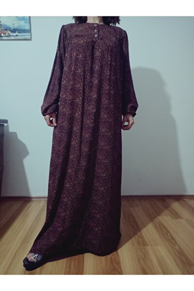 hoaryage Uzun Kollu %100 Viskon Basma Çiçekli Anne ELBİSE, Namaz Elbisesi, Te...