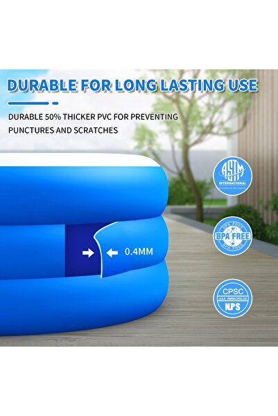 Generic حوض سباحة قابل للنفخ للأطفال، 300×172×52 سم، حمامات سباحة خارجية للحديقة الخلفية